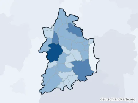 Vorschau: Einwohnerkarte vom Landkreis Landsberg am Lech