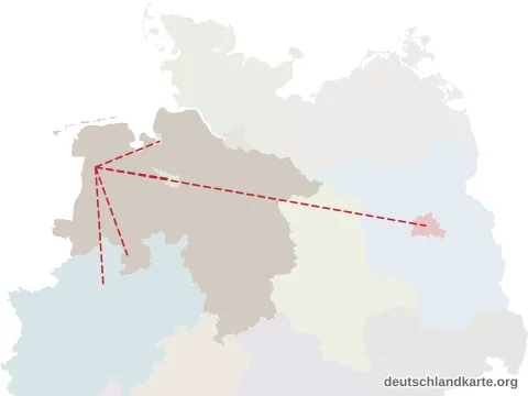 Vorschau: Entfernungskarte vom Landkreis Leer