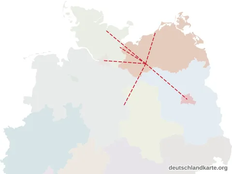 Vorschau: Entfernungskarte vom Landkreis Ludwigslust-Parchim
