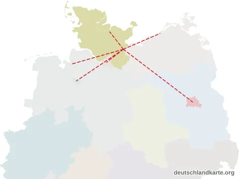 Vorschau: Entfernungskarte von der kreisfreien Stadt Lübeck