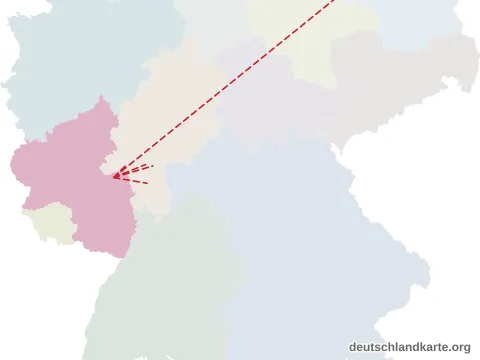 Vorschau: Entfernungskarte vom Landkreis Mainz-Bingen