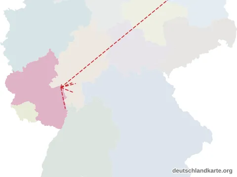 Vorschau: Entfernungskarte von der kreisfreien Stadt Mainz
