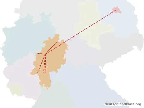 Vorschau: Entfernungskarte vom Landkreis Marburg-Biedenkopf
