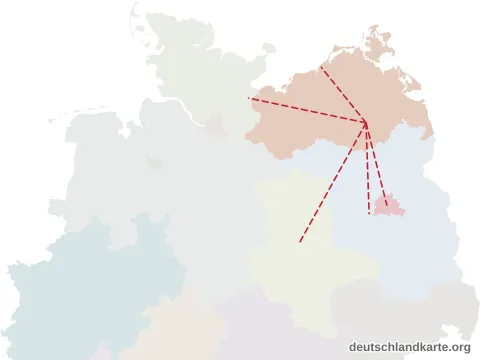 Entfernungskarte: Landkreis Mecklenburgische Seenplatte