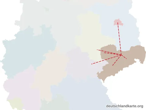Vorschau: Entfernungskarte vom Landkreis Meißen