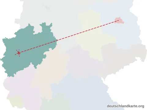 Vorschau: Entfernungskarte vom Kreis Mettmann