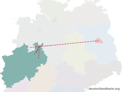 Vorschau: Entfernungskarte vom Kreis Minden-Lübbecke
