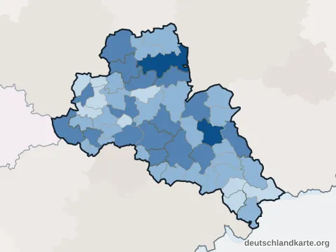 Vorschau: Einwohnerkarte vom Landkreis Mittelsachsen