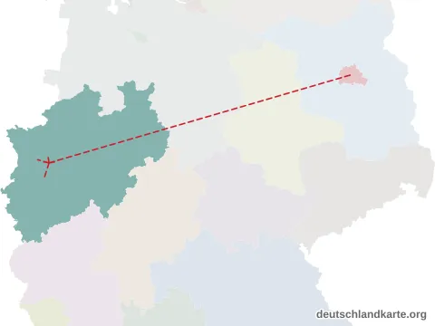 Vorschau: Entfernungskarte von der kreisfreien Stadt Mülheim an der Ruhr