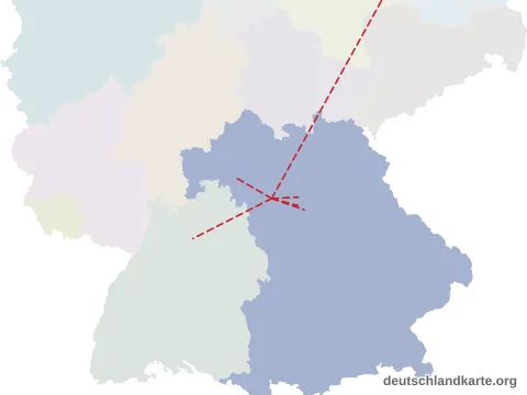 Vorschau: Entfernungskarte vom Landkreis Neustadt a.d.Aisch-Bad Windsheim