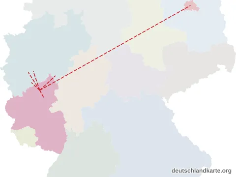 Vorschau: Entfernungskarte vom Landkreis Neuwied
