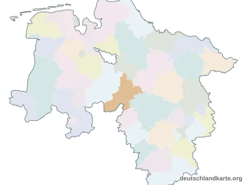 Vorschau: Karte im Bundesland vom Landkreis Nienburg (Weser)