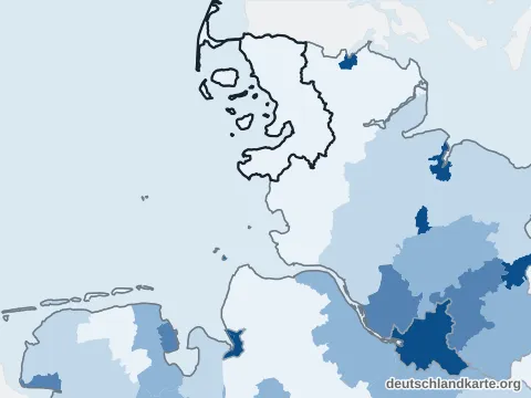 Vorschau: Bevölkerungsdichte vom Kreis Nordfriesland