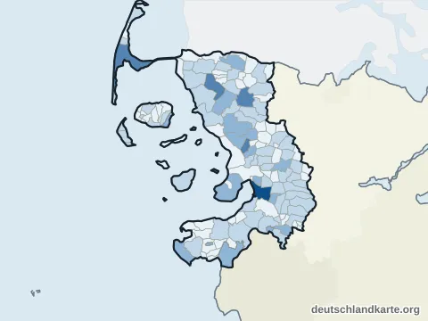 Vorschau: Einwohnerkarte vom Kreis Nordfriesland