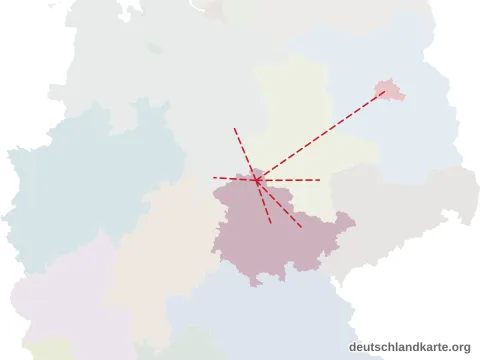 Vorschau: Entfernungskarte vom Landkreis Nordhausen