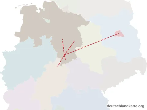 Vorschau: Entfernungskarte vom Landkreis Northeim