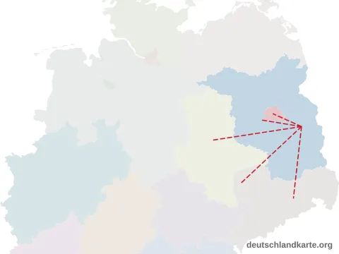 Vorschau: Entfernungskarte vom Landkreis Oder-Spree