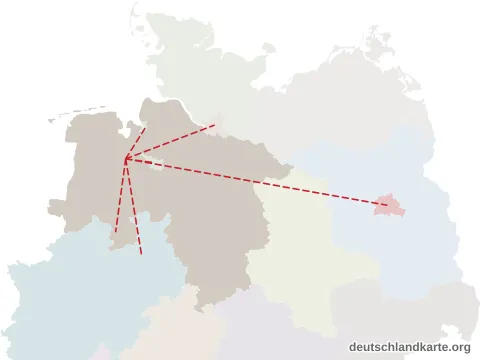 Vorschau: Entfernungskarte von der kreisfreien Stadt Oldenburg (Oldb)