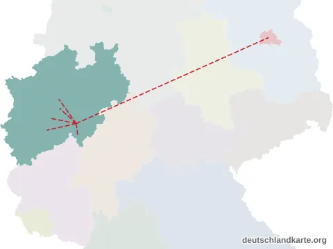 Vorschau: Entfernungskarte vom Kreis Olpe