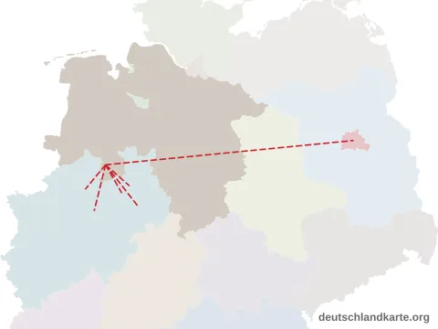 Vorschau: Entfernungskarte von der kreisfreien Stadt Osnabrück