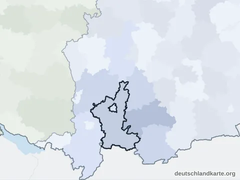 Vorschau: Nachbarkreiskarte vom Landkreis Ostallgäu