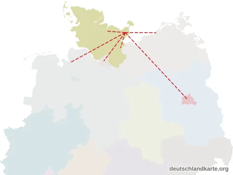 Vorschau: Entfernungskarte vom Kreis Ostholstein