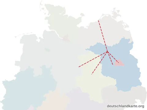 Vorschau: Entfernungskarte vom Landkreis Ostprignitz-Ruppin