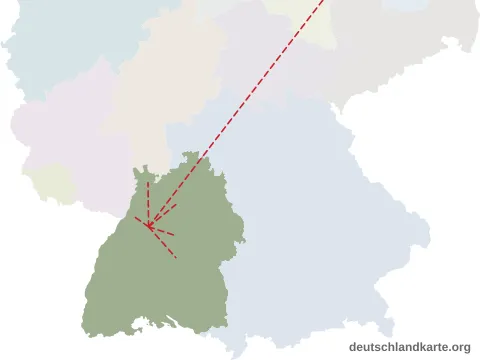 Vorschau: Entfernungskarte vom Stadtkreis Pforzheim