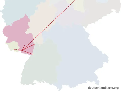 Vorschau: Entfernungskarte von der kreisfreien Stadt Pirmasens