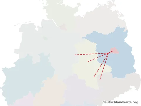 Vorschau: Entfernungskarte von der kreisfreien Stadt Potsdam