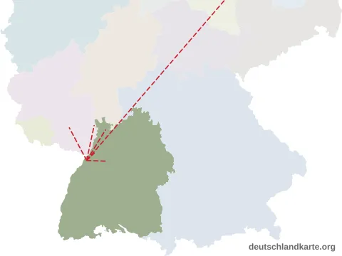 Vorschau: Entfernungskarte vom Landkreis Rastatt