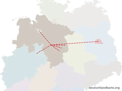 Vorschau: Entfernungskarte von der Region Hannover