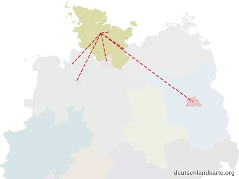 Entfernungskarte: Kreis Rendsburg-Eckernförde