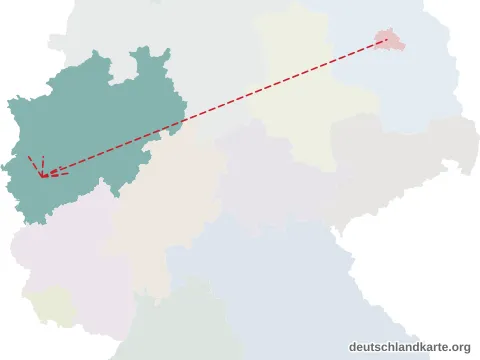 Vorschau: Entfernungskarte vom Rhein-Erft-Kreis