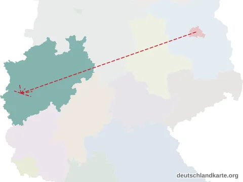 Vorschau: Entfernungskarte vom Rhein-Kreis Neuss