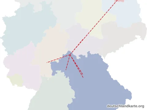 Vorschau: Entfernungskarte vom Landkreis Rhön-Grabfeld