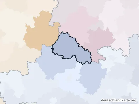 Vorschau: Nachbarkreiskarte vom Landkreis Rhön-Grabfeld