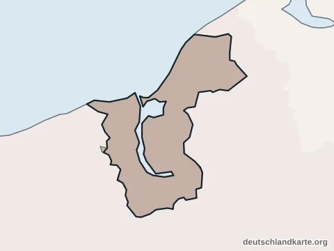 Vorschau: Ortskarte von der kreisfreien Stadt Rostock
