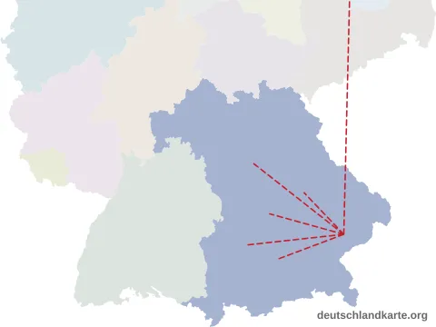 Vorschau: Entfernungskarte vom Landkreis Rottal-Inn