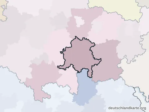 Vorschau: Nachbarkreiskarte vom Landkreis Saalfeld-Rudolstadt