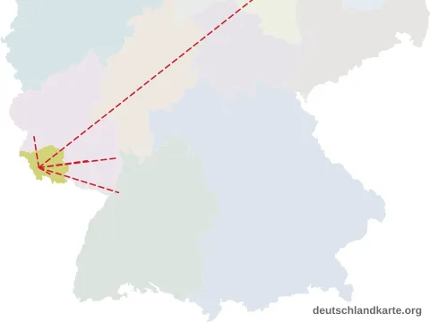Vorschau: Entfernungskarte vom Landkreis Saarlouis
