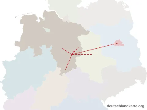 Vorschau: Entfernungskarte von der kreisfreien Stadt Salzgitter