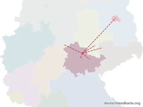 Vorschau: Entfernungskarte vom Landkreis Sömmerda