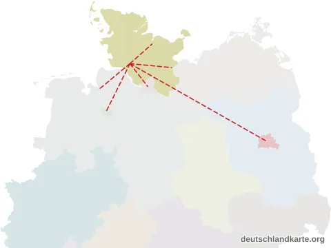 Vorschau: Entfernungskarte vom Kreis Steinburg