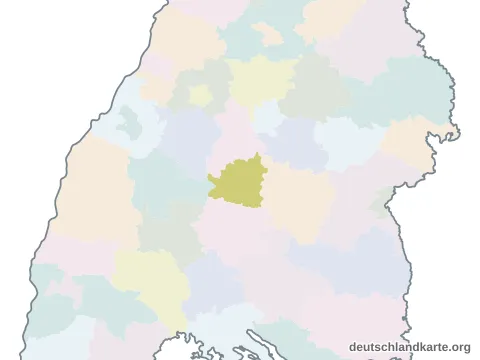 Karte: Landkreis Tübingen in Baden-Württemberg