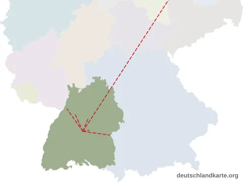 Vorschau: Entfernungskarte vom Landkreis Tübingen