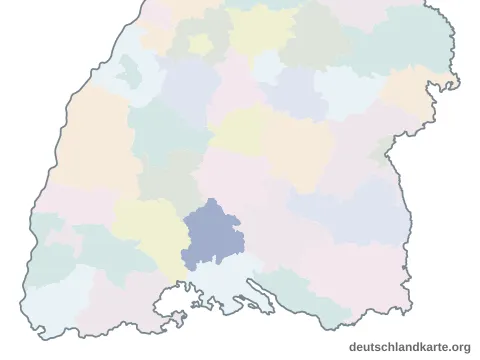 Vorschau: Karte im Bundesland vom Landkreis Tuttlingen