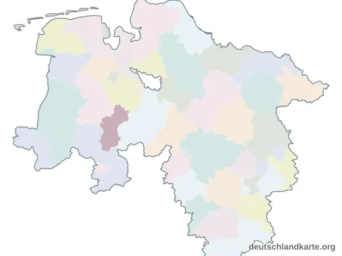 Vorschau: Karte im Bundesland vom Landkreis Vechta