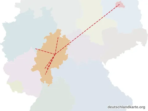 Vorschau: Entfernungskarte vom Vogelsbergkreis