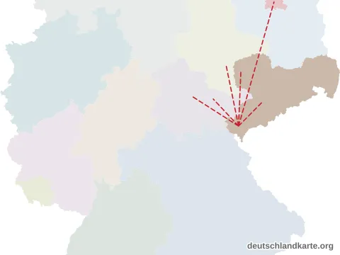 Vorschau: Entfernungskarte vom Vogtlandkreis